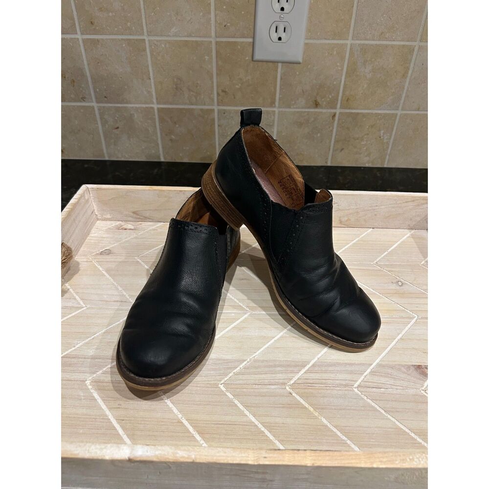 Josef Seibel Sienna Black Leather Slip On Shooties Ankle Boots Sz 37 US 6-6.5